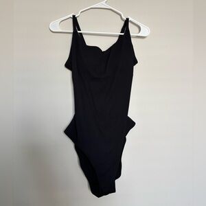 Aerie Black One Piece Tie Back Swimsuit - Size: L